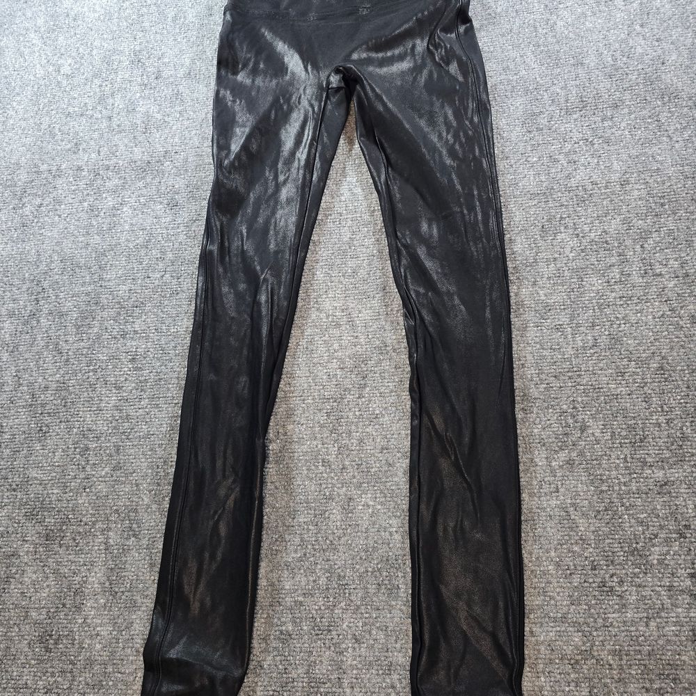 SPANX Faux Leather Leggings Womens S Black High Rise Moto Stretch Pants